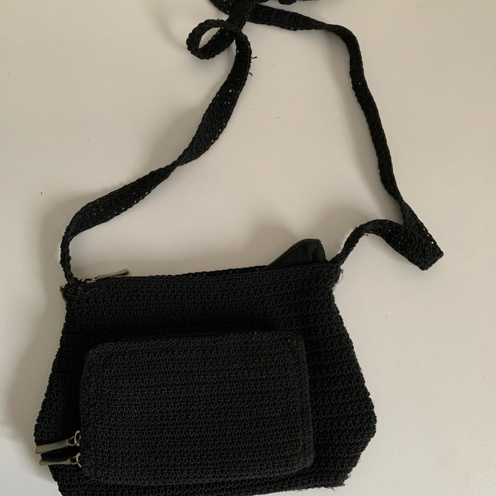Chic Black Crochet Crossbody Bag Cherokee